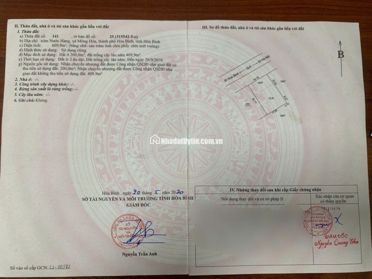  ĐẤT MẶT TIỀN QUỐC LỘ 6 – TRUNG TÂM KỲ SƠN 